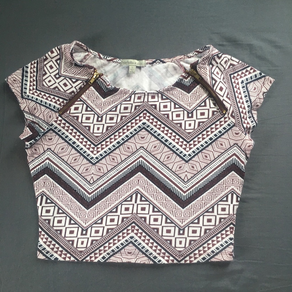 Maroon Tribal Print Crop Top
